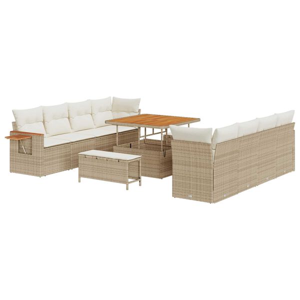 vidaXL Garten-Sofa-Set mit Kissen 11 pcs Beige und Creme