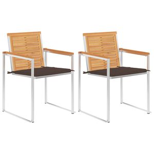 vidaXL Gartenst&uuml;hle mit Kissen 2 Stk. Massivholz Teak und Stahl