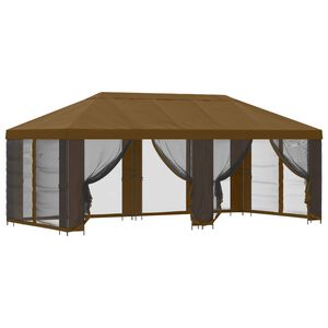 vidaXL Pavillon mit Seitenw&auml;nden 6 x 3 m Taupe Polyester und Stahl 190