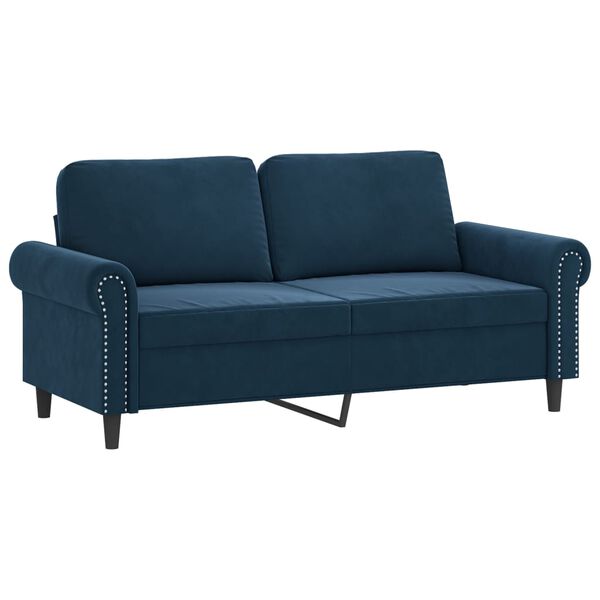 vidaXL 2-Sitzer-Sofa mit Kissen Blau 140 cm Samt