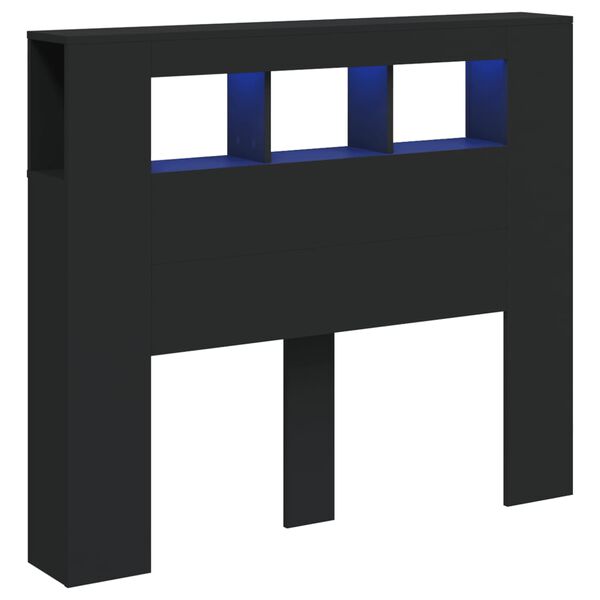 vidaXL LED-Kopfteil Schwarz 120x18,5x103,5 cm Holzwerkstoff