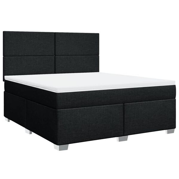 vidaXL Boxspringbett mit Matratze Schwarz 180x200 cm Stoff