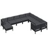 vidaXL 10-tlg. Garten-Lounge-Set mit Kissen Schwarz Kiefernholz