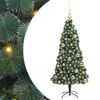 vidaXL K&uuml;nstlicher vorbeleuchteter Weihnachtsbaum mit Kugelset Gr&uuml;n