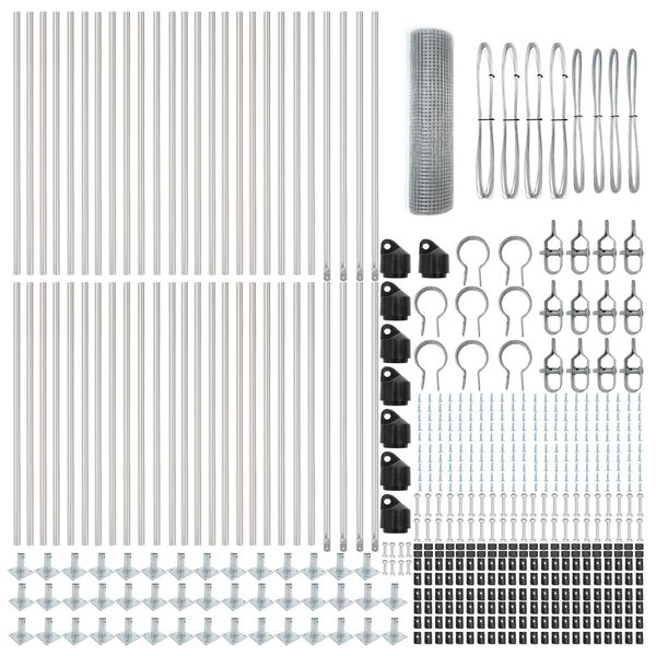 vidaXL Zaunpfosten Silber 100 x 0,5 m (25 x 25 mm Maschen) Stahl
