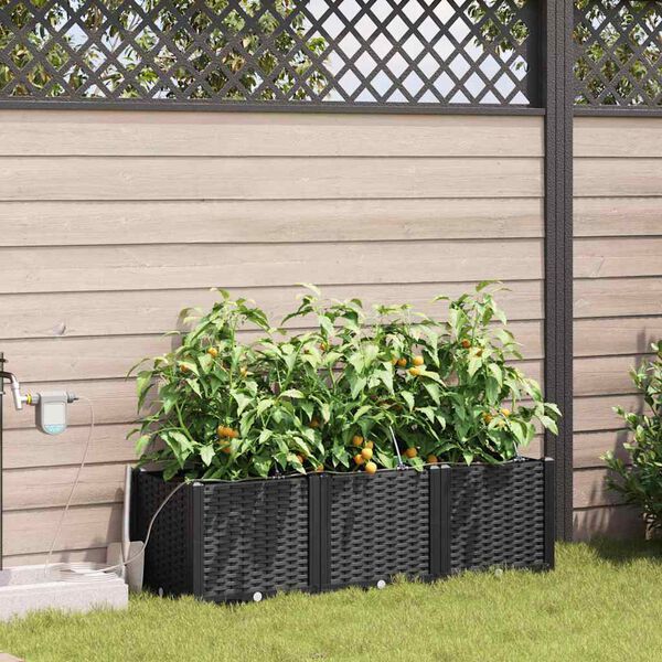 vidaXL Garten-Pflanzgef&auml;&szlig; 3 pcs Schwarz Stahl