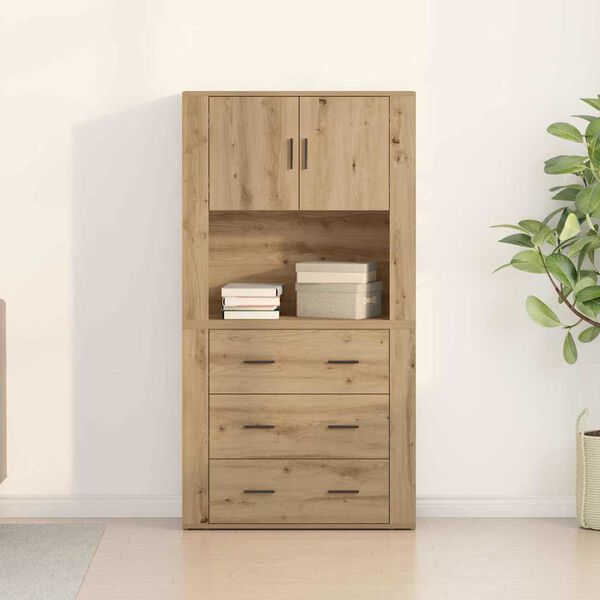 vidaXL Highboard Artisan-Eiche 80 x 33 x 150 cm Holzwerkstoff