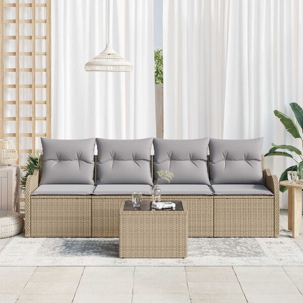 vidaXL Gartensofa-set Beige Poly-Rattan