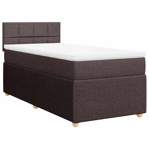 vidaXL Boxspringbett mit Matratze Dunkelbraun 100x200 cm Stoff