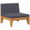vidaXL Modular-Mittelsofa mit Dunkelgrauen Kissen Akazie Massivholz