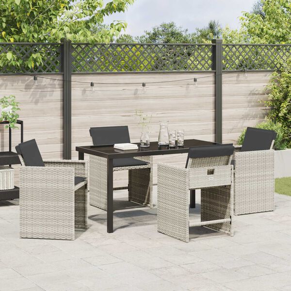 vidaXL Garten Essgruppe 5 pcs Hellgrau Poly-Rattan