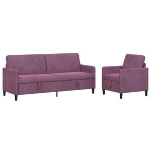 vidaXL Sofa Set mit Stauraum 2 stk. Lila Polyester