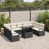 vidaXL Garten-Sofa-Set mit Kissen 10 pcs Schwarz und Creme Poly-Rattan