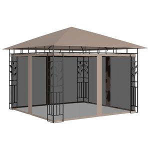 vidaXL Pavillon mit Moskitonetz 3x3x2,73 m Taupe 180 g/m&sup2;