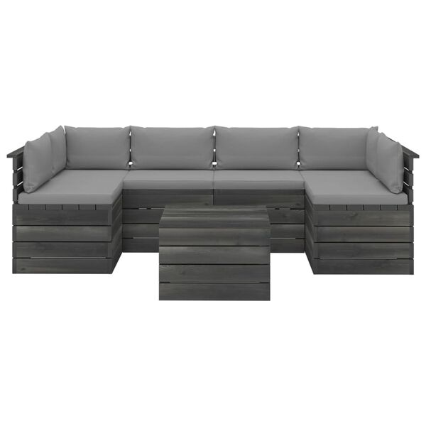 vidaXL 7-tlg. Garten-Sofagarnitur aus Paletten mit Kissen Kiefernholz