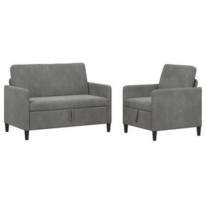 vidaXL Sofa Set mit Stauraum 2 stk. Dunkelgrau Polyester