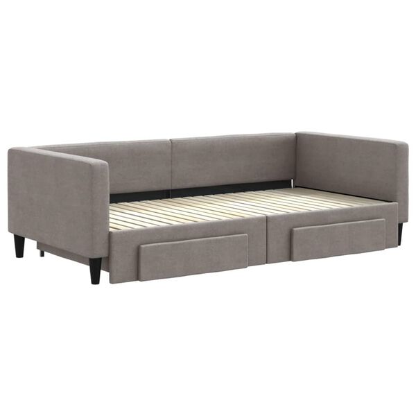 vidaXL Tagesbett Ausziehbar mit Schubladen Taupe 100x200 cm Stoff