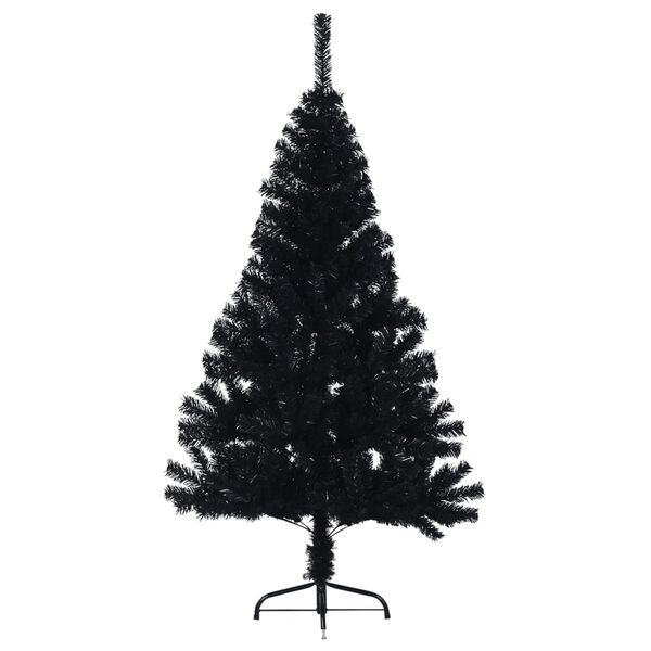 vidaXL K&uuml;nstlicher Halb-Weihnachtsbaum mit St&auml;nder Schwarz 120 cm PVC