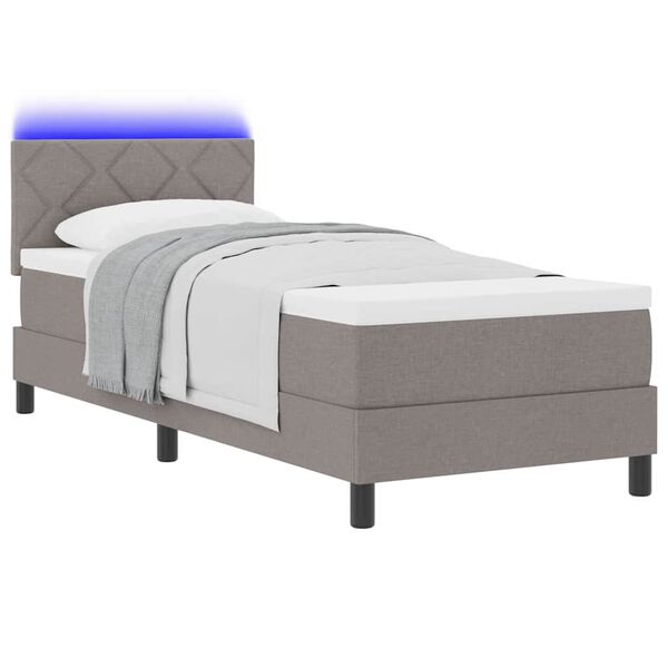 vidaXL Boxspringbett mit Matratze mit LED Taupe 80 x 200 cm Stoff