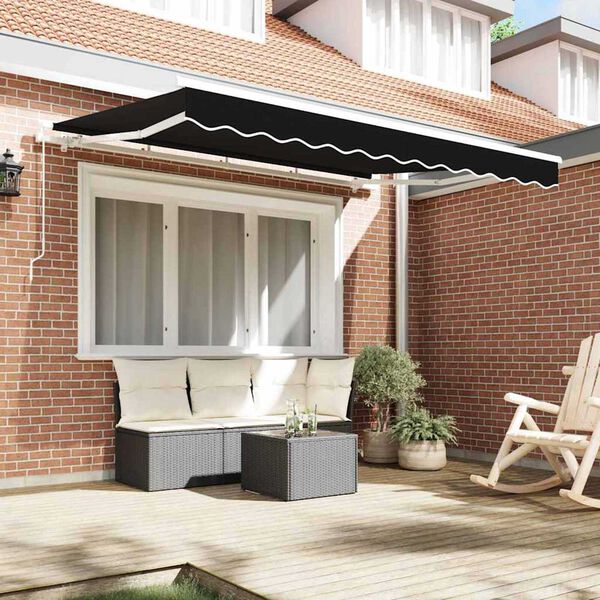 vidaXL Markisen-Ersatzstoff Schwarz 300 x 250 cm Segeltuch