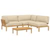 vidaXL Sofa Set mit Kissen Uni 4 pcs Beige Massivholz Akazie