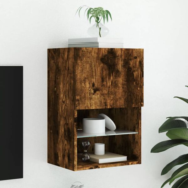 vidaXL TV-Schrank mit LED-Leuchten Räuchereiche 40,5x30x60 cm