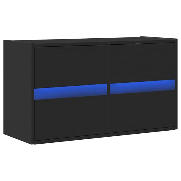 vidaXL TV-Wandschrank mit LED-Beleuchtung Schwarz 80x31x45 cm