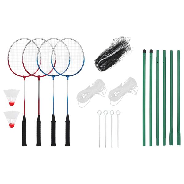 vidaXL Badminton-Set mit 4 Schl&auml;gern und Netz 620x151 cm