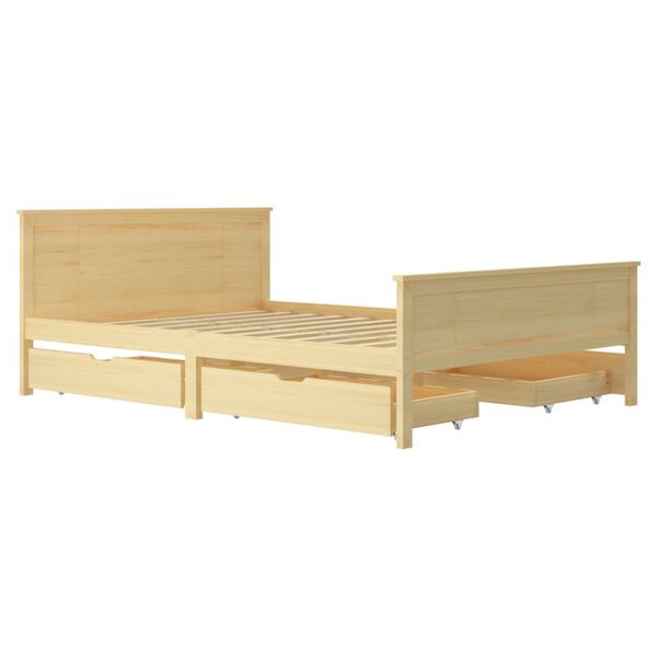 vidaXL Massivholzbett mit 4 Schubladen Kiefer 140x200 cm