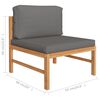 vidaXL 4-Sitzer-Gartensofa mit Grauen Kissen Massivholz Teak