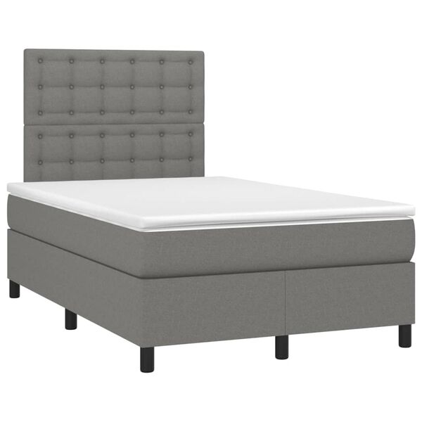 vidaXL Boxspringbett mit Matratze Dunkelgrau 120x190 cm Stoff
