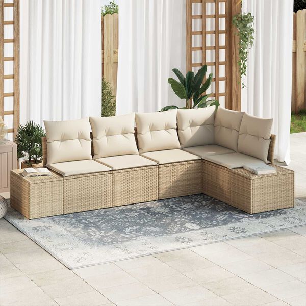 vidaXL Gartensofa-set 5 pcs Beige Poly-Rattan