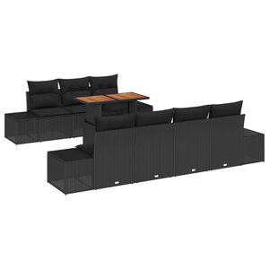 vidaXL Garten-Sofa-Set mit Speicher 8 pcs Schwarz Poly Rattan