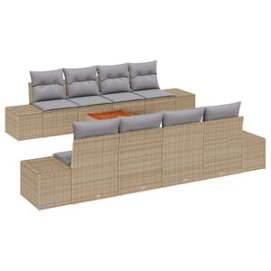 vidaXL Gartensofa-set mit Kissen 9 pcs Beige Poly-Rattan