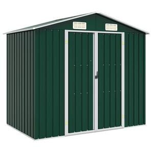 vidaXL Ger&auml;tehaus Gr&uuml;n 205x129x183 cm Verzinkter Stahl