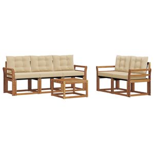 vidaXL Outdoor-Sofagarnitur mit Kissen 6 pcs Natur und Beige