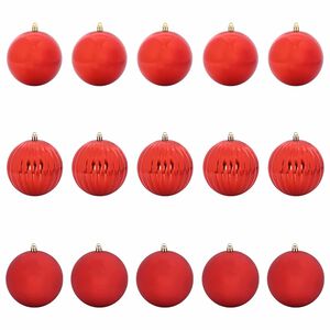 vidaXL Weihnachtsbaumkugel Set XL 15 pcs Rot Kunststoff