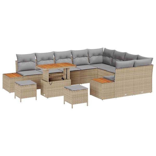 vidaXL Gartensofa-set 12 pcs Beige Poly-Rattan