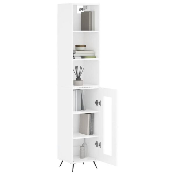 vidaXL Highboard Hochglanz-Wei&szlig; 34,5x34x180 cm Holzwerkstoff