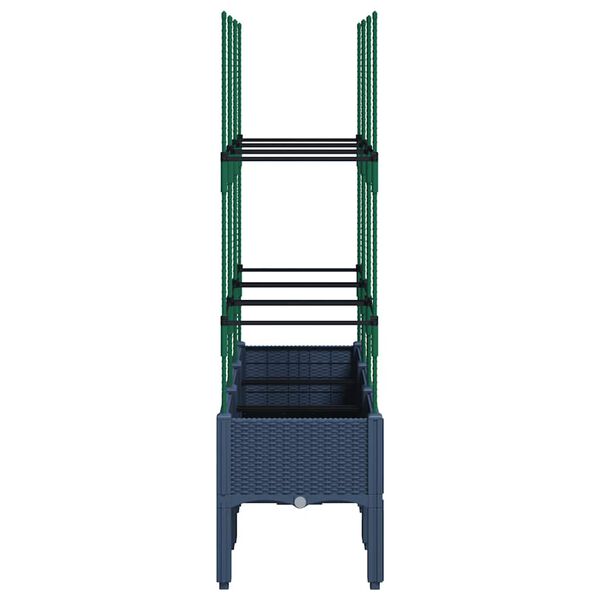 vidaXL Pflanzkübel mit Rankgitter Blaugrau 120x40x142,5 cm PP