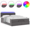 vidaXL Ottoman-Bett mit Matratzen & LEDs Grau 140x200 cm Kunstleder