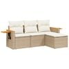 vidaXL 4-tlg. Garten-Sofagarnitur mit Kissen Beige Poly Rattan