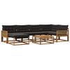 vidaXL Outdoor-Sofagarnitur mit Kissen 7 pcs Nat&uuml;rlich und Schwarz