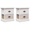 vidaXL Nachttische 2 Stk. Wei&szlig; und Natur 38&times;28&times;45 cm Paulownia-Holz