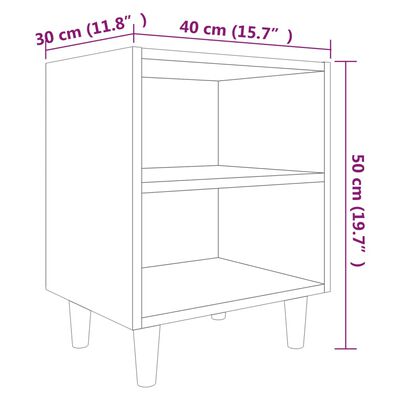 vidaXL Nachttisch mit Massivholz-Beinen Räuchereiche 40x30x50 cm