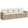 vidaXL 4-tlg. Garten-Sofagarnitur mit Kissen Beige Poly Rattan