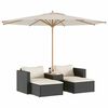 vidaXL 5tlg. Garten-Sofagarnitur mit Kissen Schwarz Poly Rattan Akazie