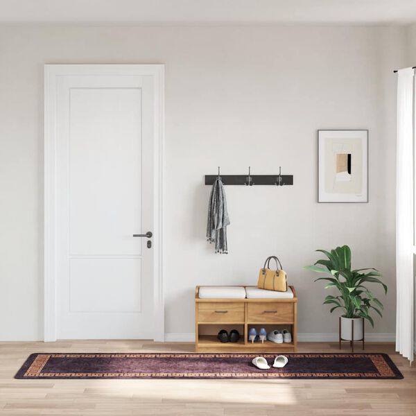 vidaXL Teppich Waschbar 80x300 cm Schwarz und Golden