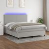 vidaXL Boxspringbett mit Matratze & LED Hellgrau 180x200 cm Stoff