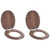 vidaXL Soft-Close Toilettensitz 2 Stk. Braun 44 x 38 cm MDF-Platte